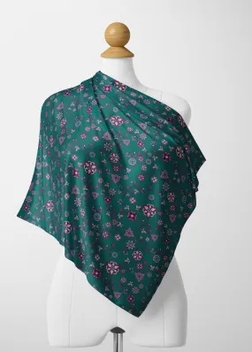 Burgundy Bloom Satin Shawl