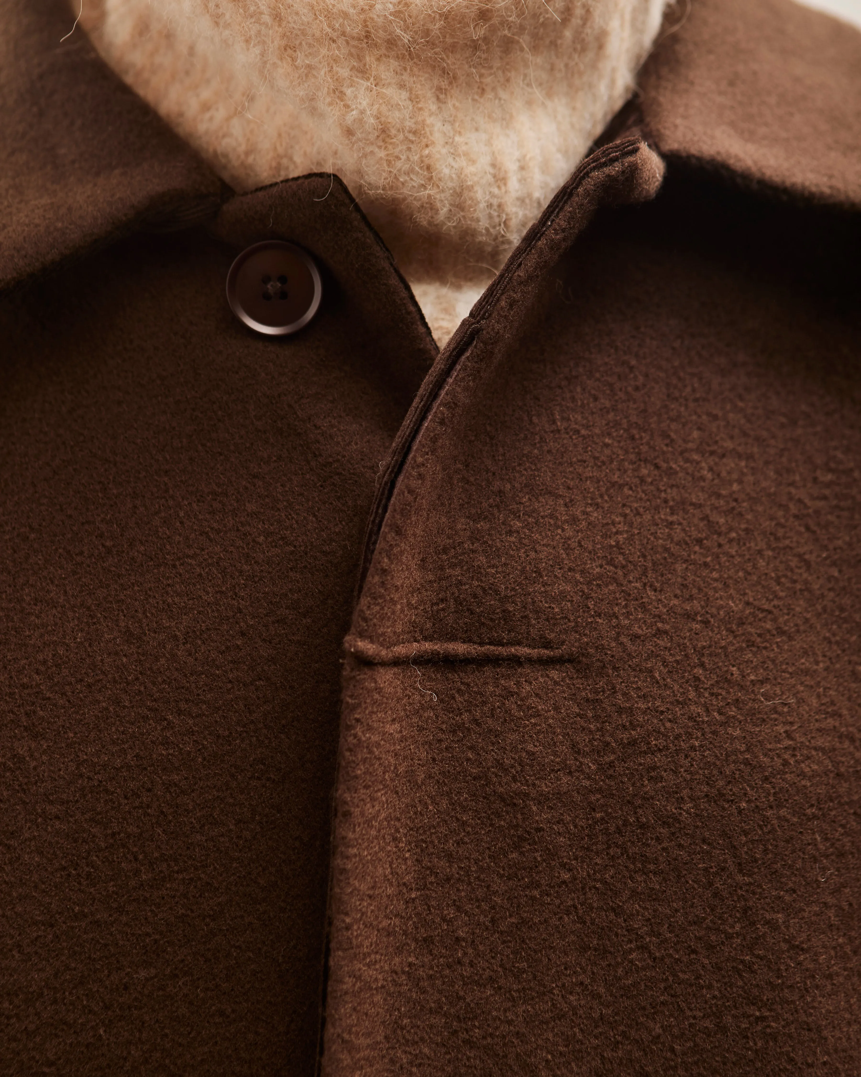 7115 Cuffed Wool Coat, Deep Walnut