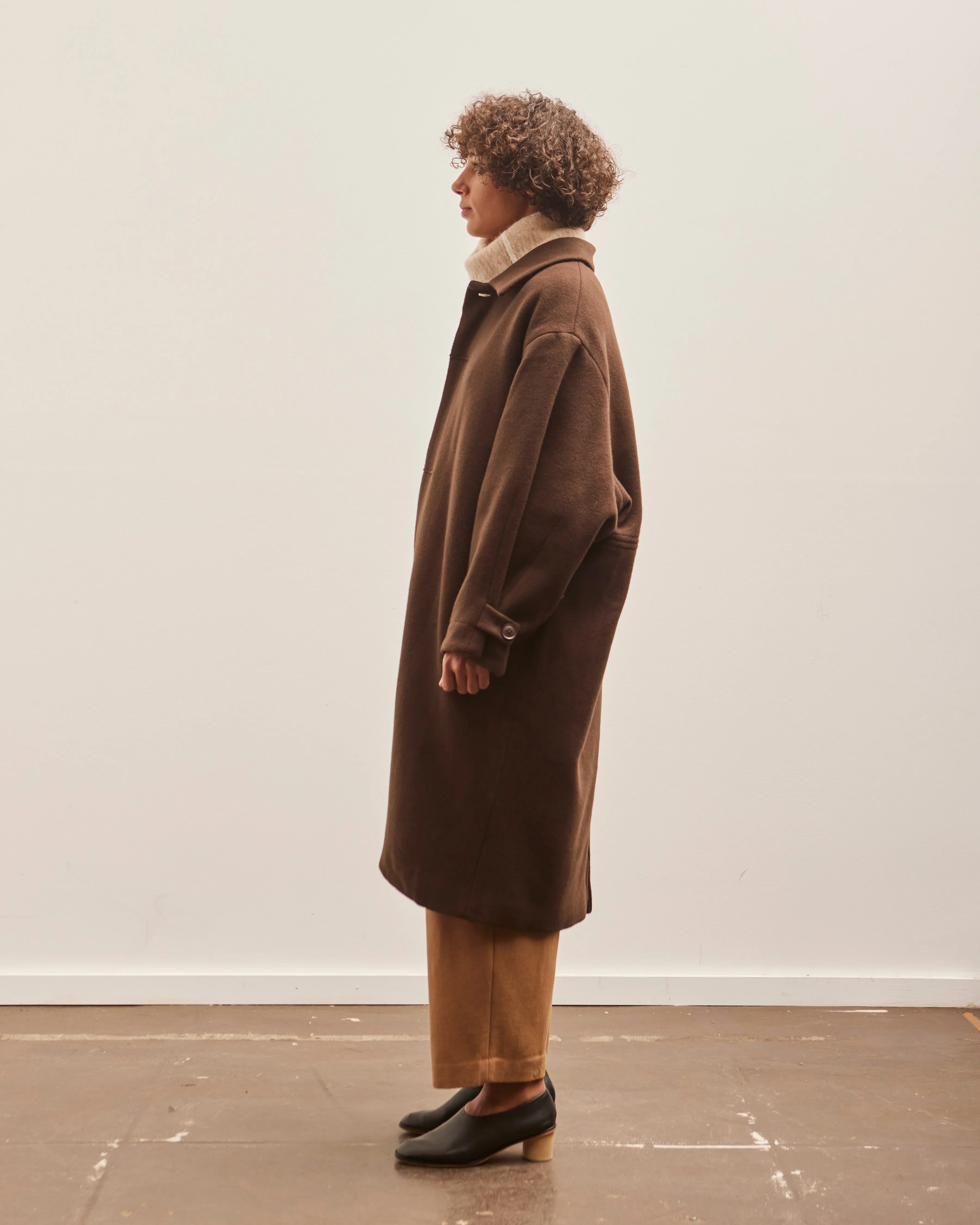 7115 Cuffed Wool Coat, Deep Walnut