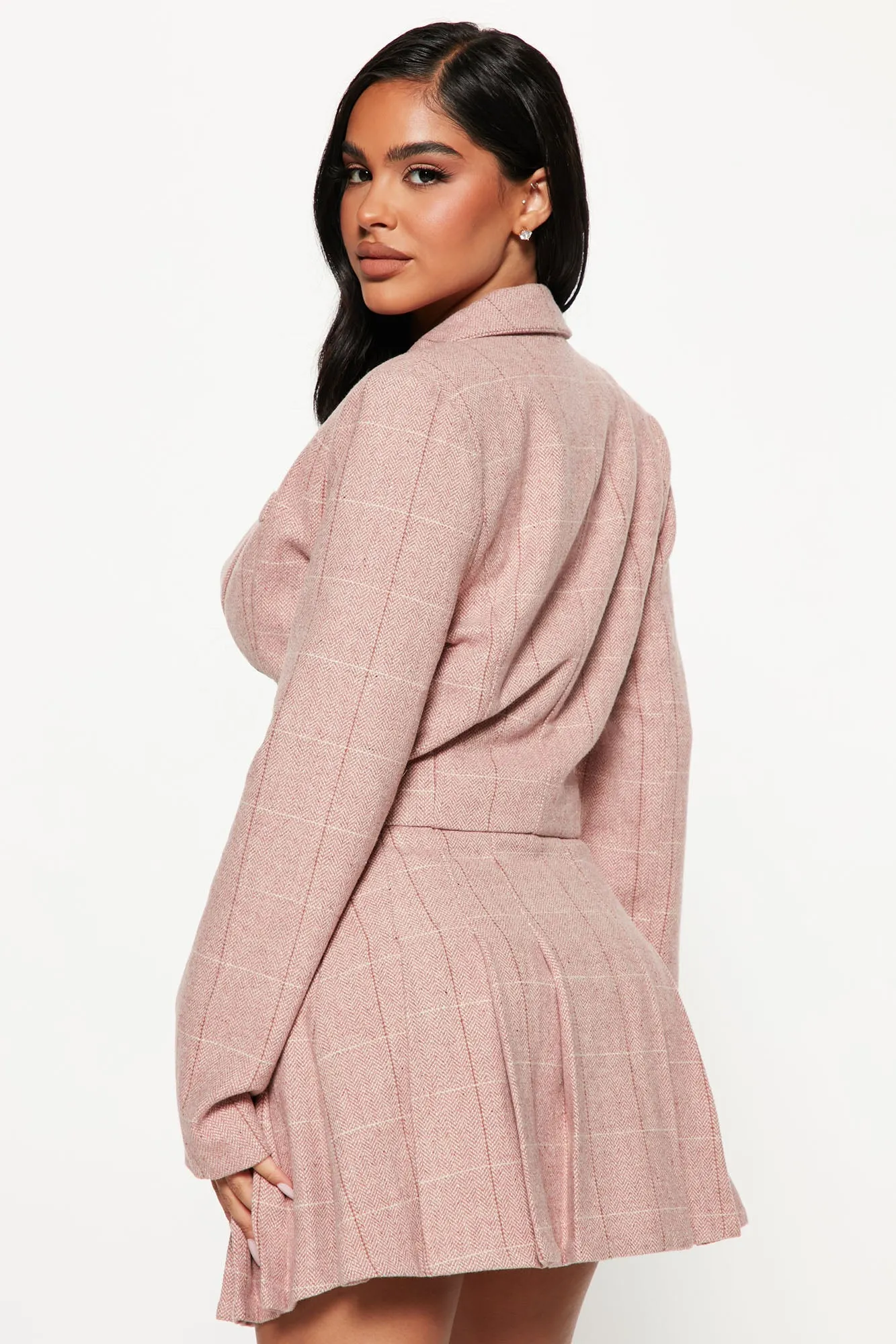 Amy Blazer Skirt Set - Pink