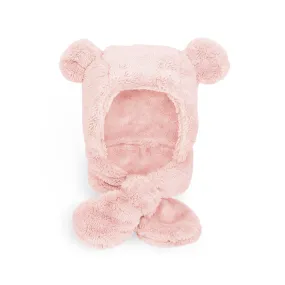 Baby Winter Earflap Bunny Bear Cozy Plush Fleece Hat | Bear Pink