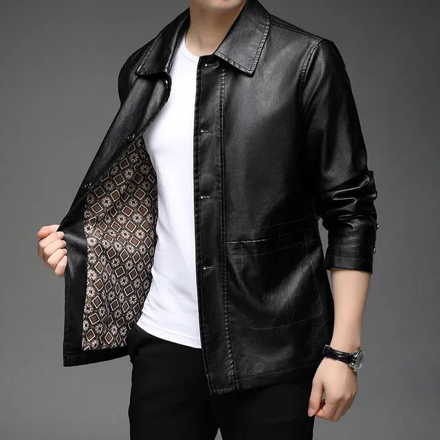 Batik Inner Faux Leather Jacket