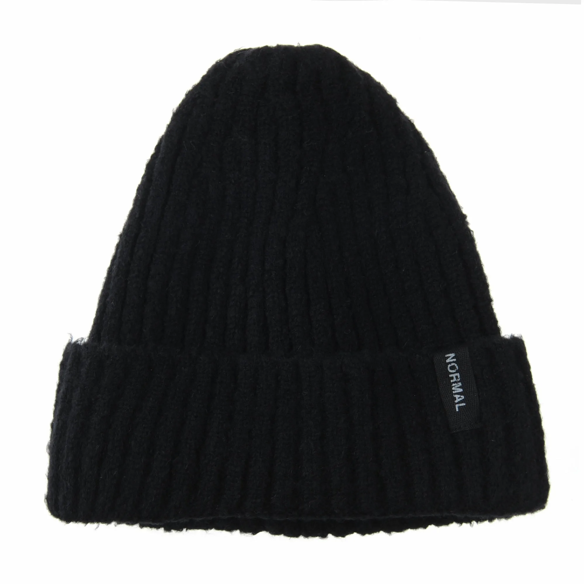 Beanie Hat Ribbed Slouchy Soft Fabric Normal Patch CR5831