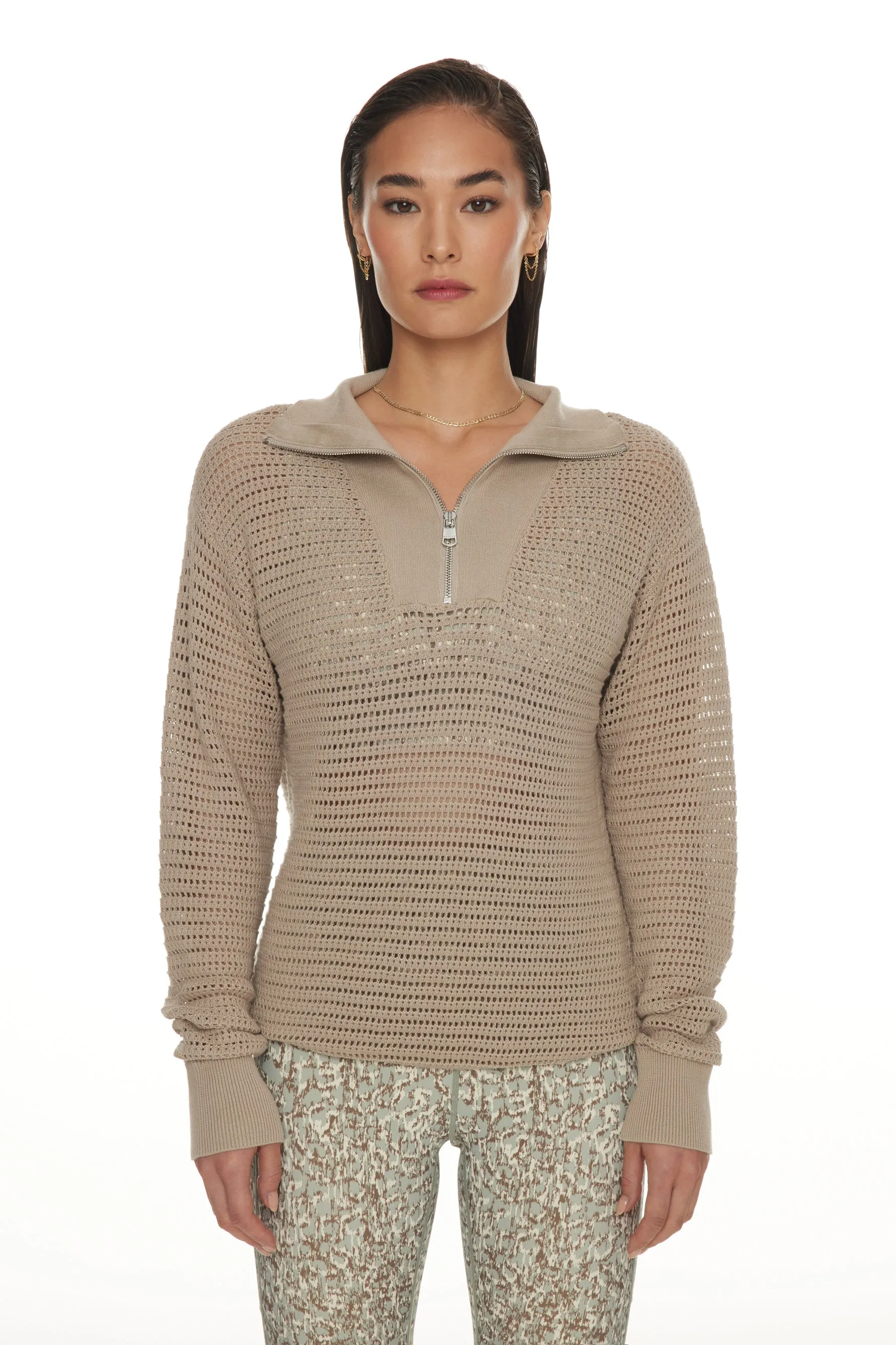 Billie Half Zip Knit - Cashmere Stone