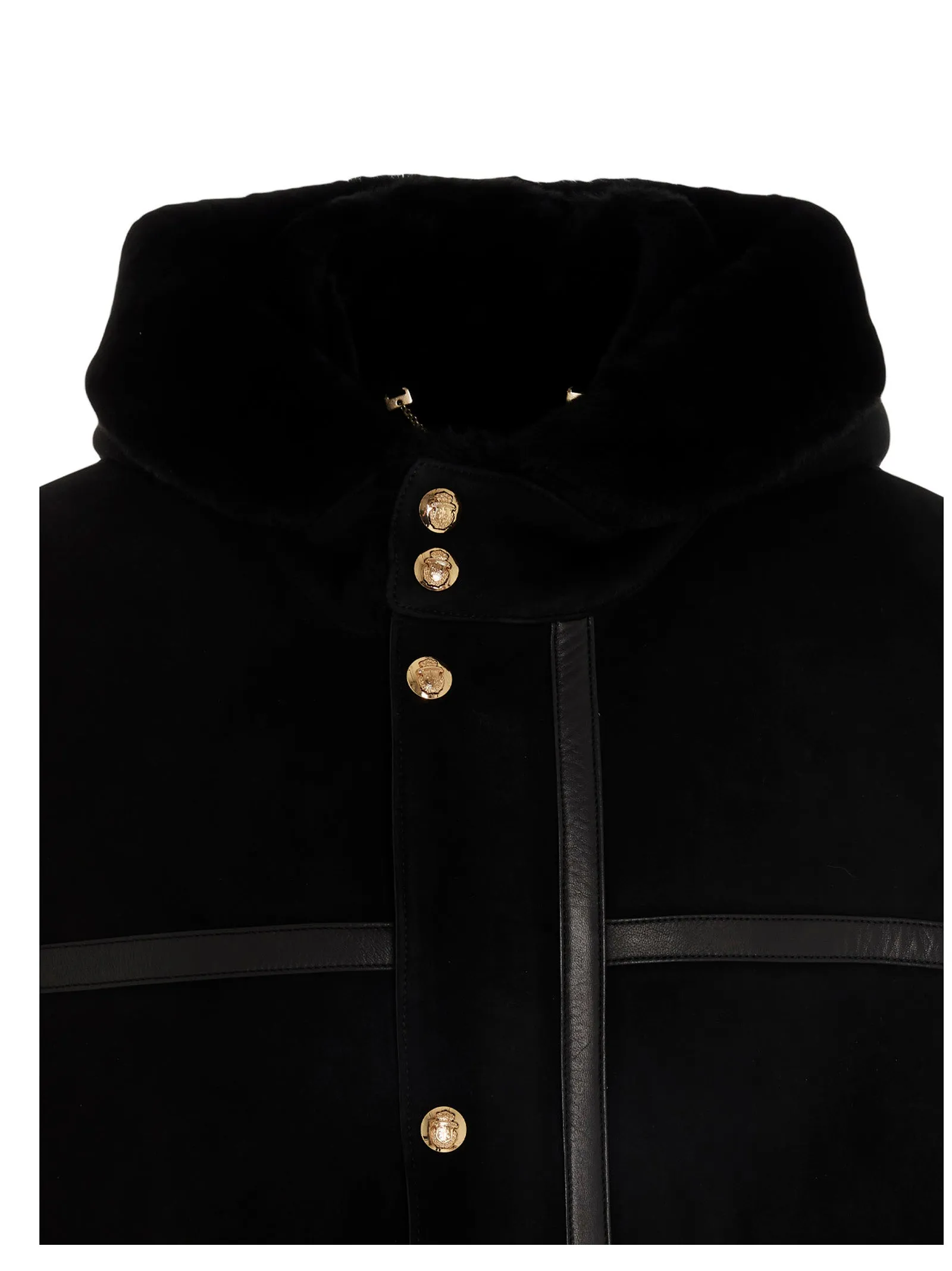 Billionaire Istitutional Leather Detail Parka Coat