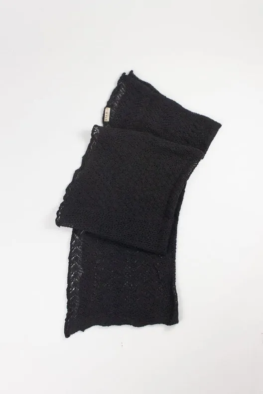 Black Knit Lace Alpaca Scarf