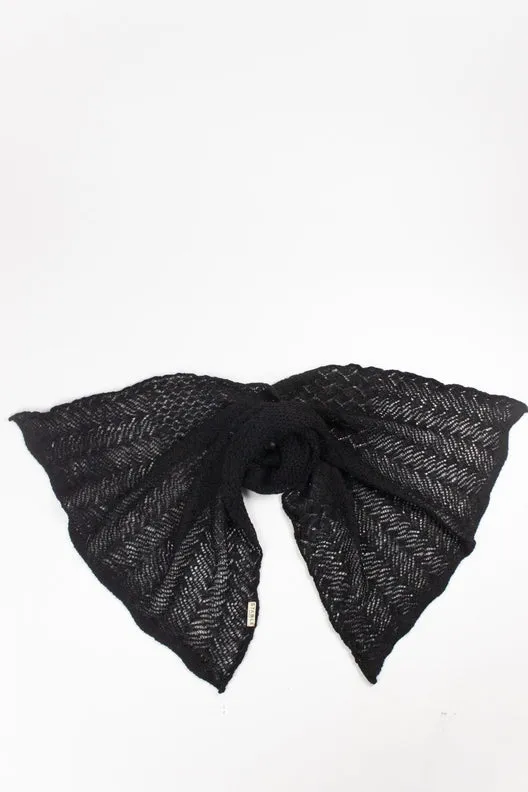 Black Knit Lace Alpaca Scarf