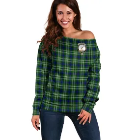 Blackadder Tartan Off Shoulder Women Sweater with Family Crest