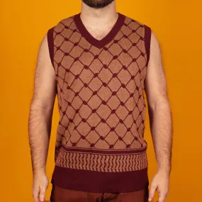 Brown Keffiyeh Knit Sweater Vest