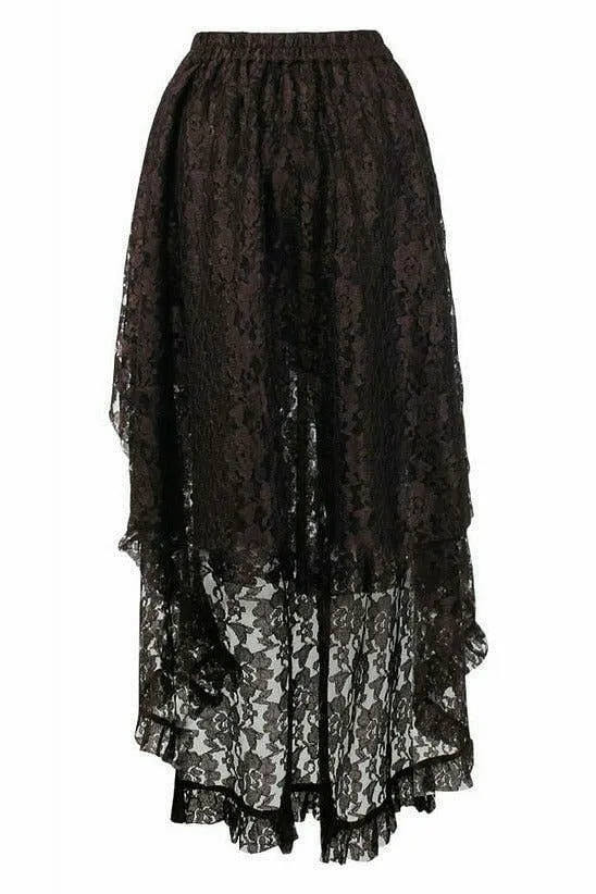 Brown Lace Hi Low Skirt