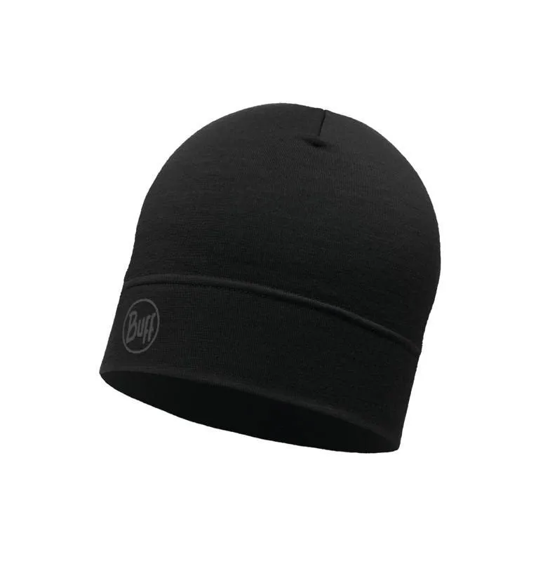 Buff Merino Lightweight Beanie Solid Black Onesize Cap Standard