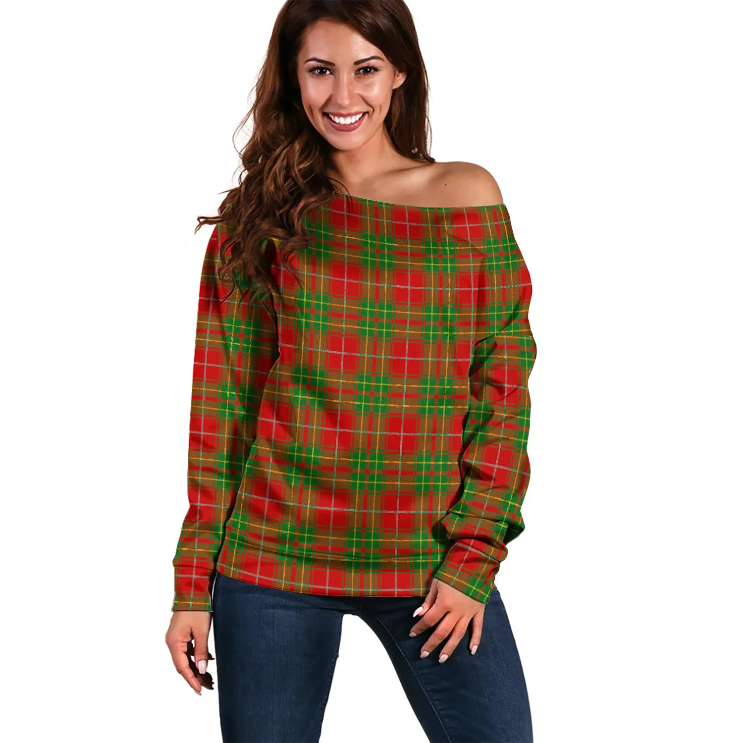 Burnett Tartan Off Shoulder Women Sweater