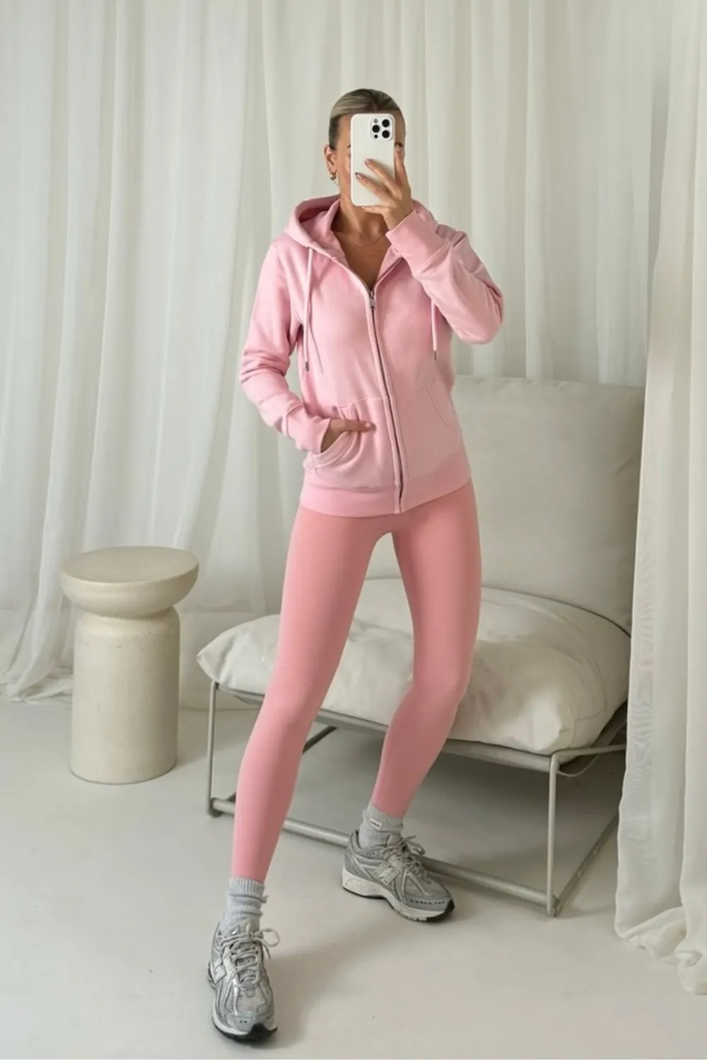 Carly light pink zip up sweater and ultimate legging set