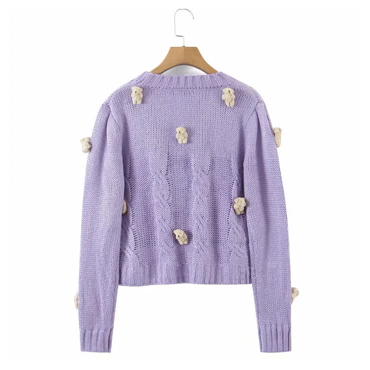 Cartoon little bear knitted cardigan cute loose sweet cardigan jacket  7236