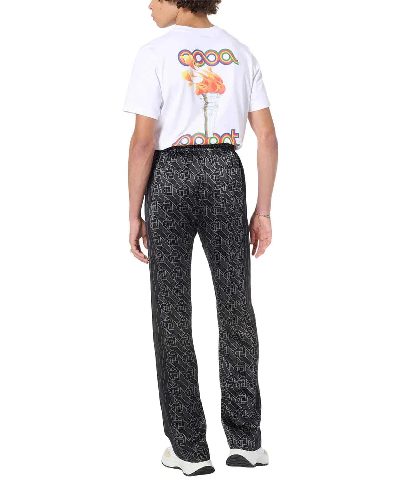 Casablanca Printed Wide Leg Trousers in heart monogramme black