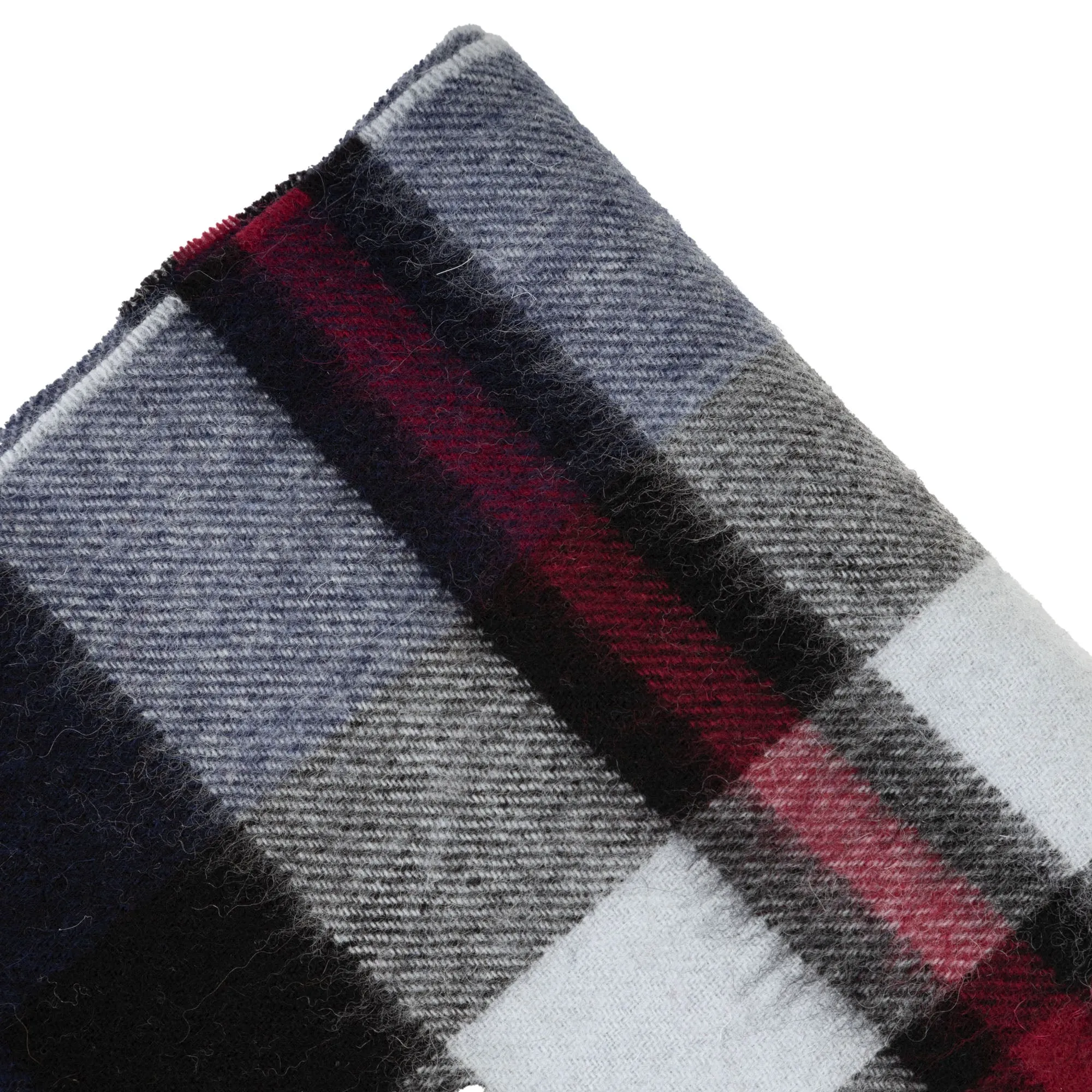 Chequer Tartan 90/10 Cashmere Scarf Bar  Exploded Navy