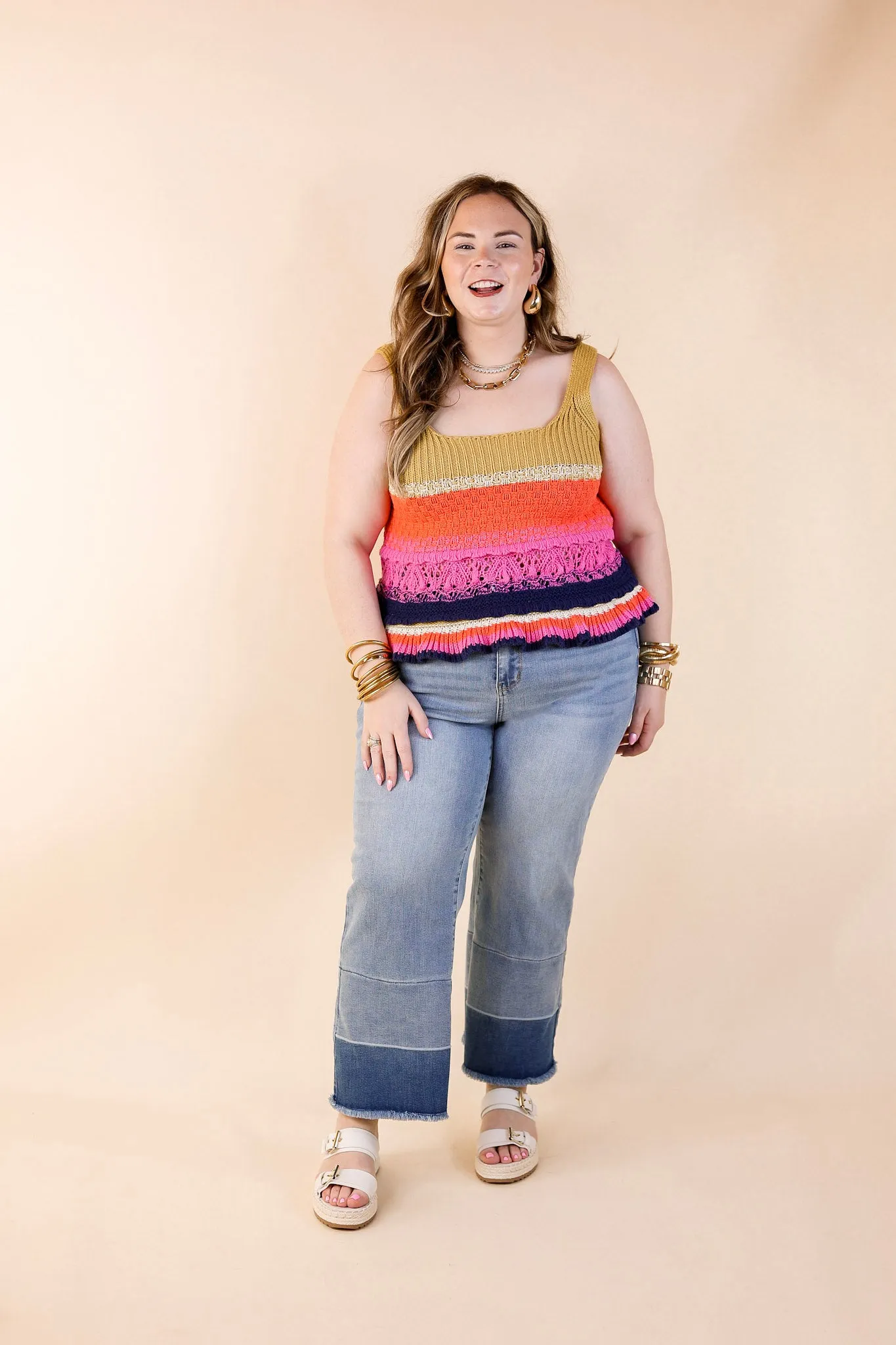 Comfy and Carefree Knit Tank Top in Multicolor