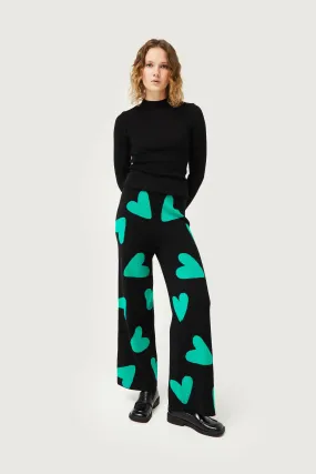 Compañia Fantastica - Black & Green Heart Knit Trousers