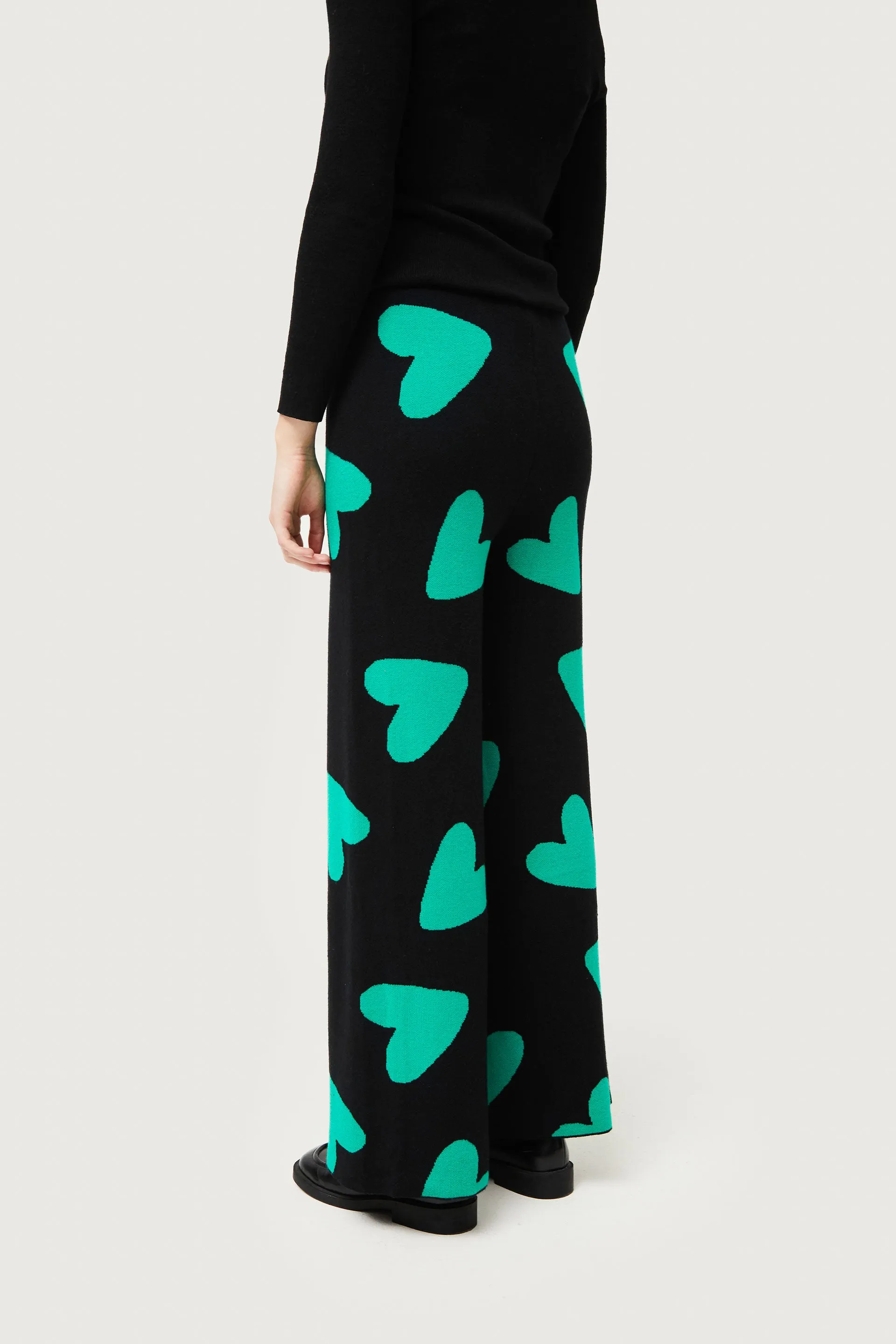 Compañia Fantastica - Black & Green Heart Knit Trousers