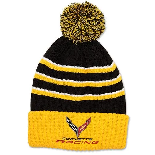 Corvette Racing Beanie with Pom - Yellow