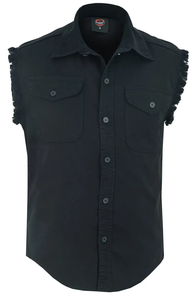 DM6001 Men's Black Lightweight Sleeveless Denim Shirt