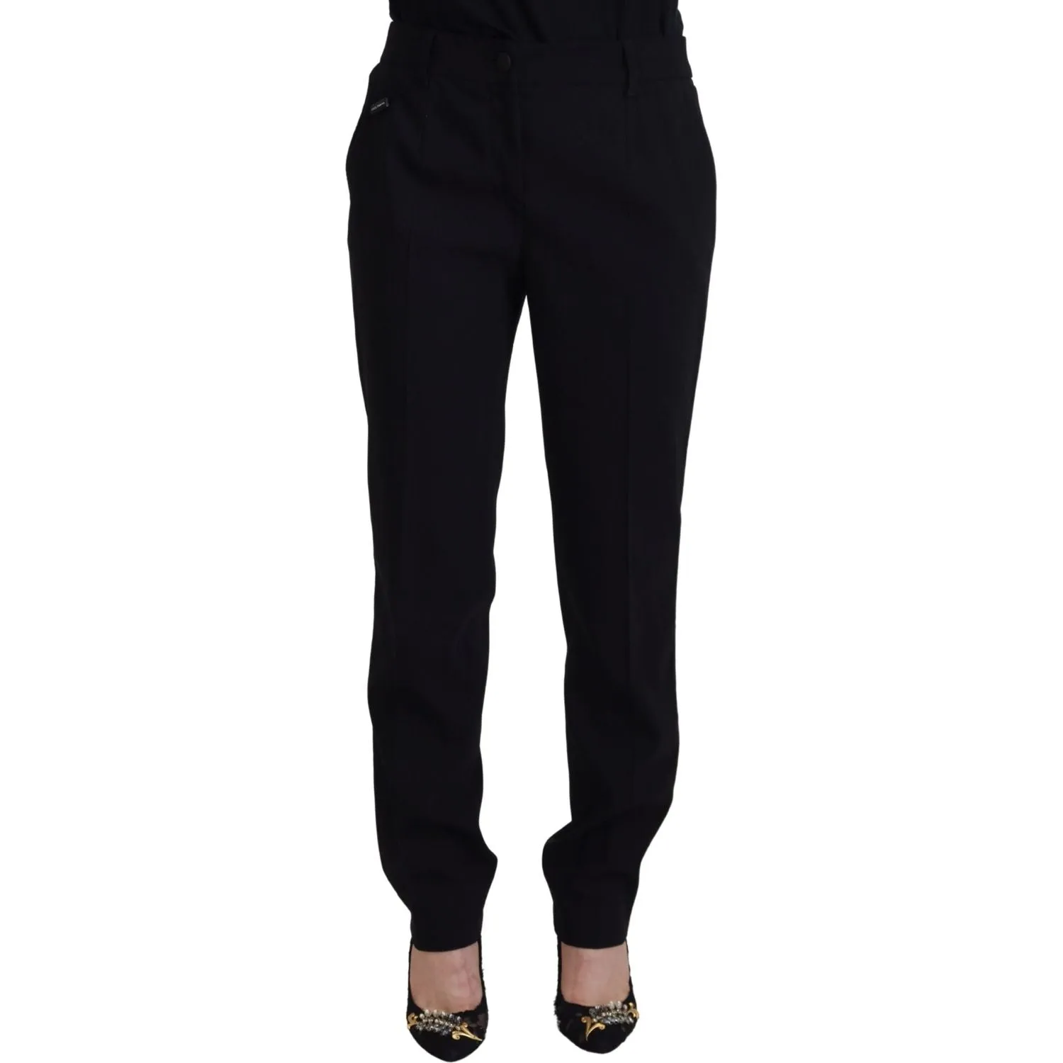 Dolce & Gabbana Elegant Black Wool-Silk Blend Trousers