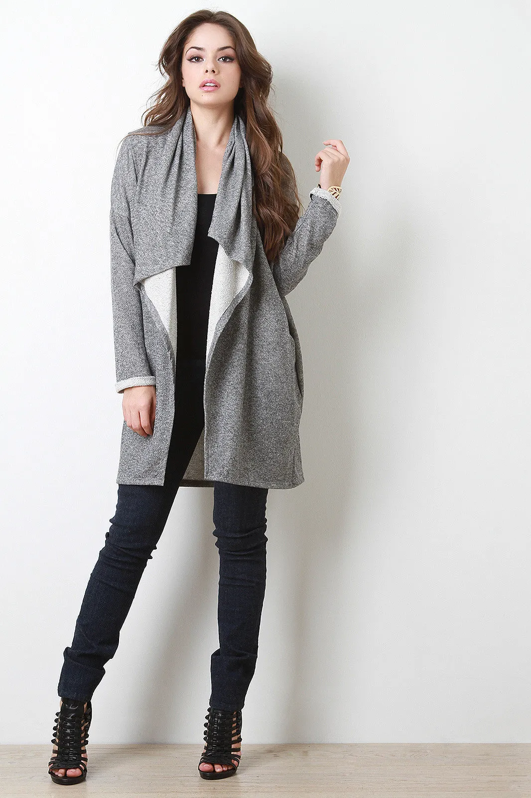 Draping Front French Terry Cardigan