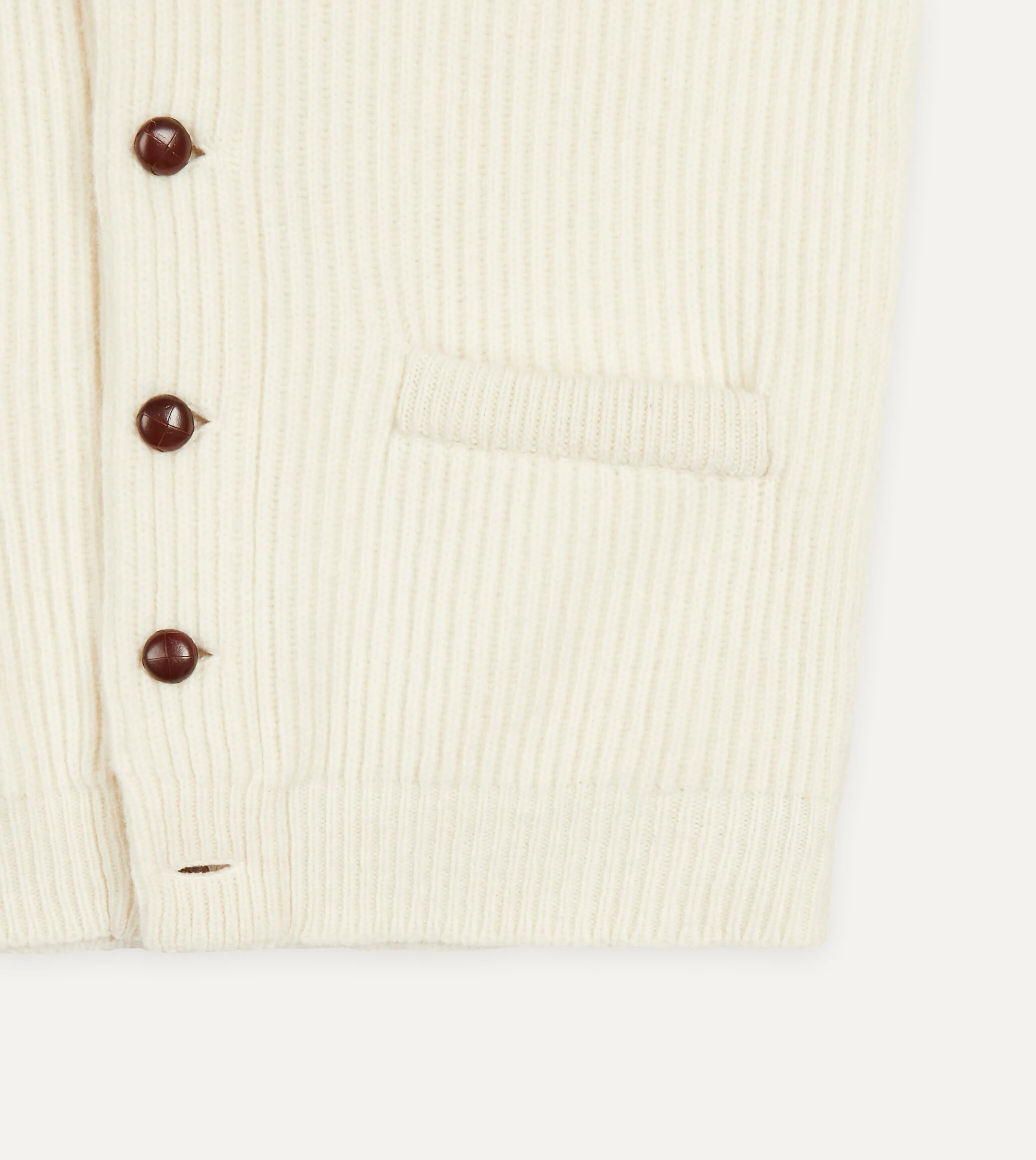 Ecru Lambswool Shawl Collar Cardigan