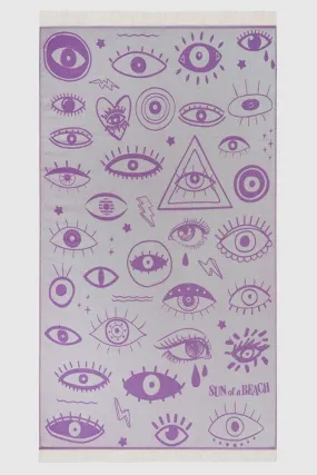 Electric Eyes Ultra Violet | Feather Beach Towel