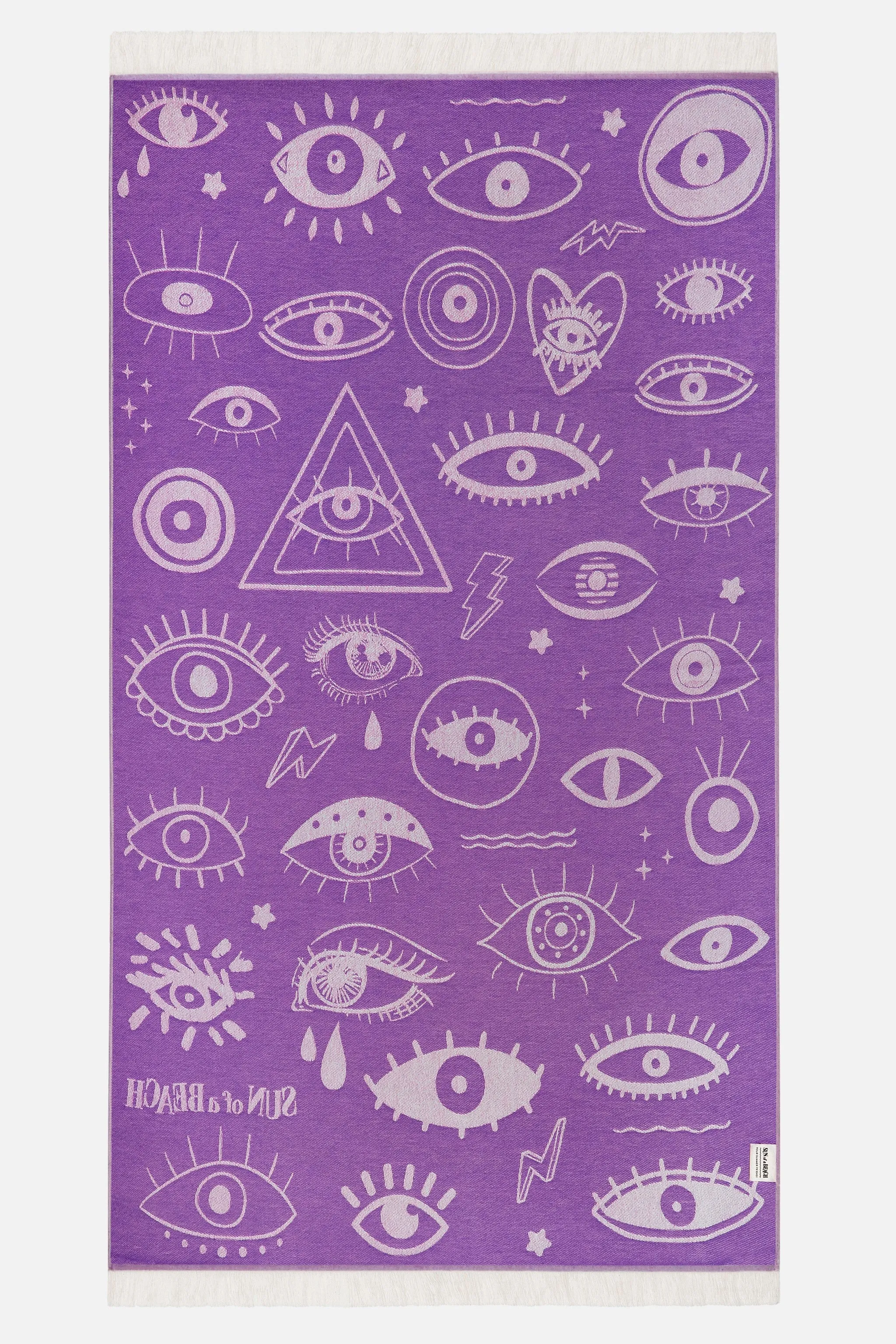 Electric Eyes Ultra Violet | Feather Beach Towel