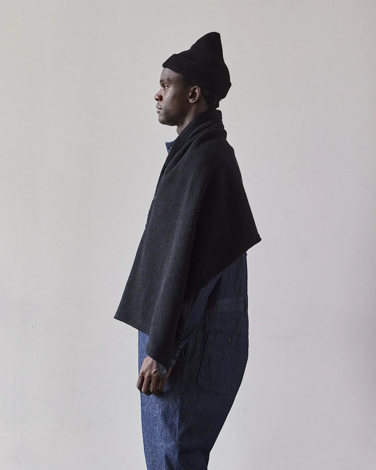 Engineered Garments Button Shawl, Navy/Black Sweater Knit