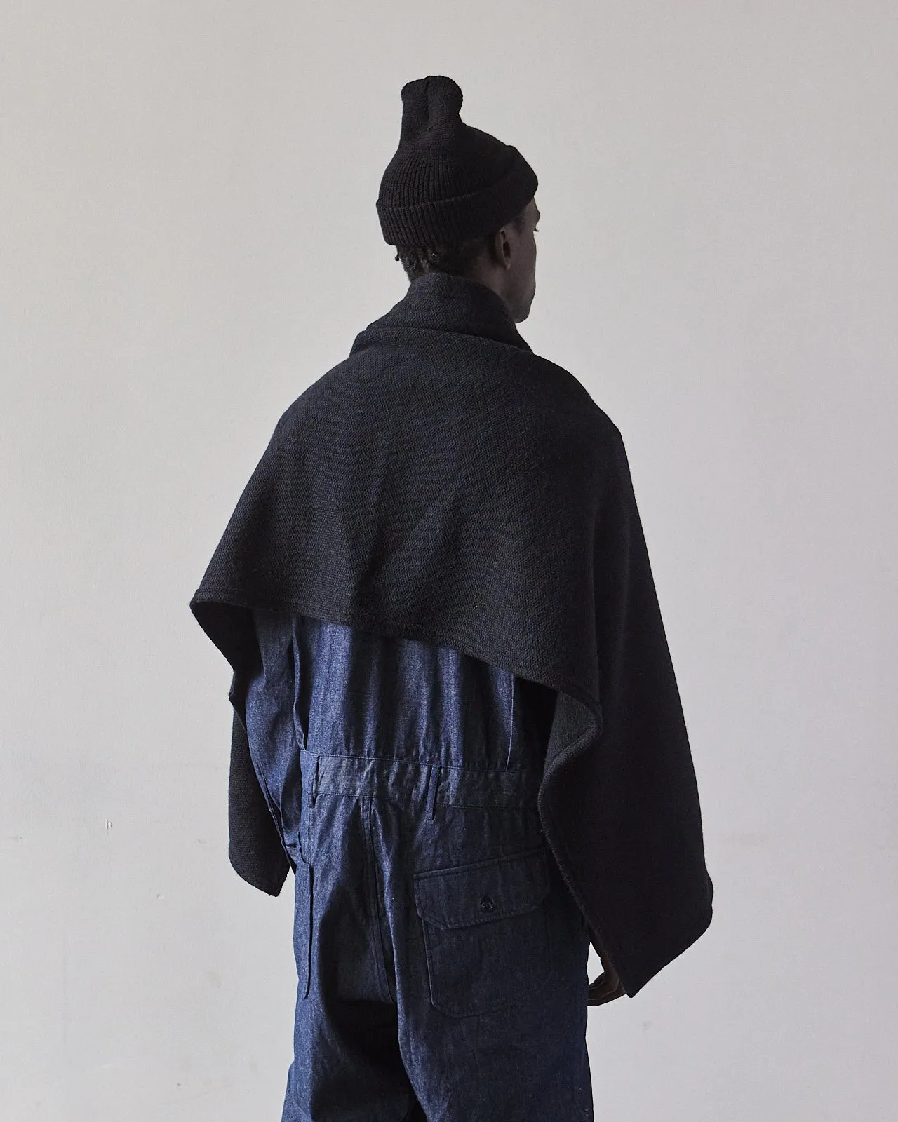 Engineered Garments Button Shawl, Navy/Black Sweater Knit