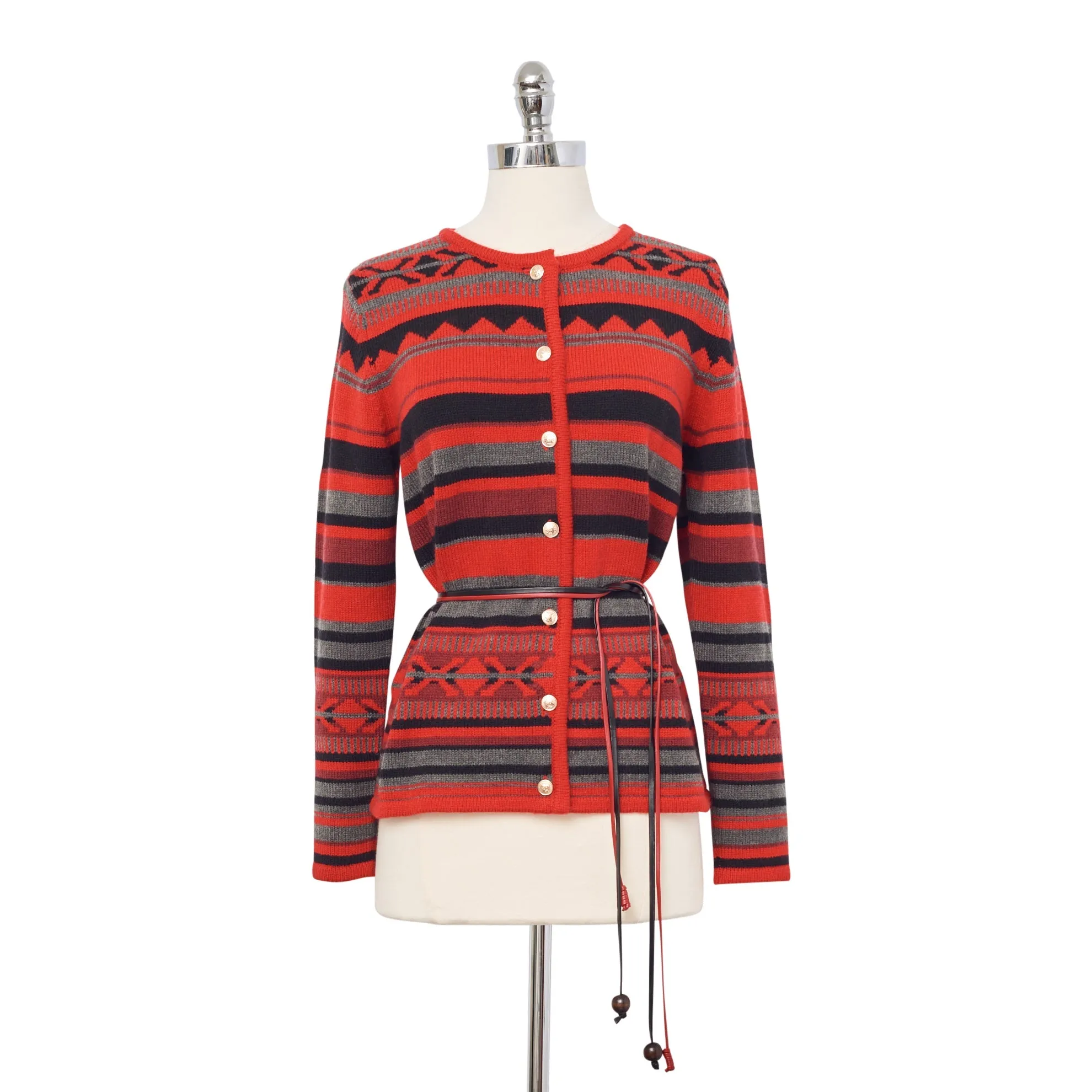 Fair Isle Belted Cardigan