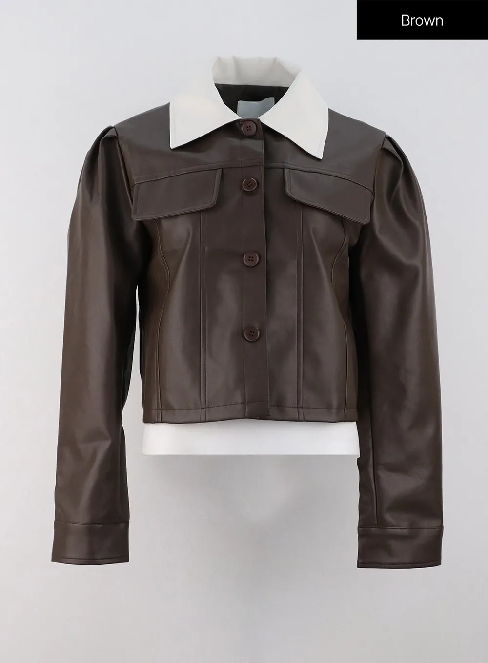 Faux Leather Color-Block Jacket OG318