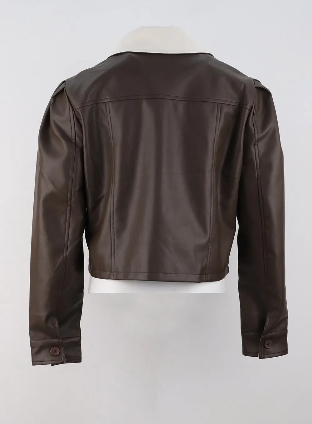 Faux Leather Color-Block Jacket OG318