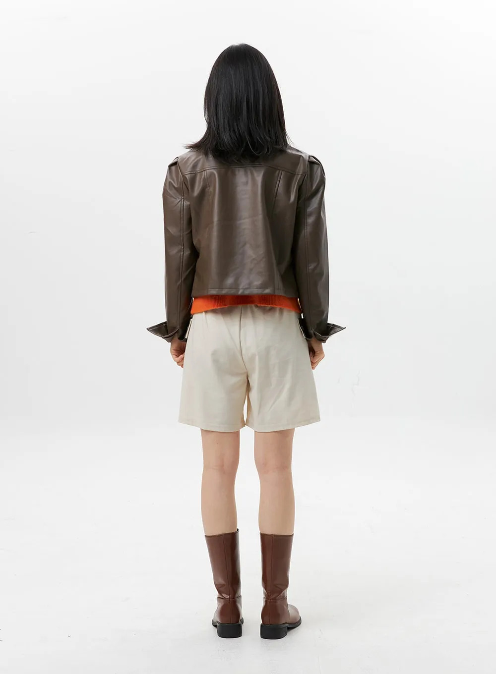 Faux Leather Color-Block Jacket OG318