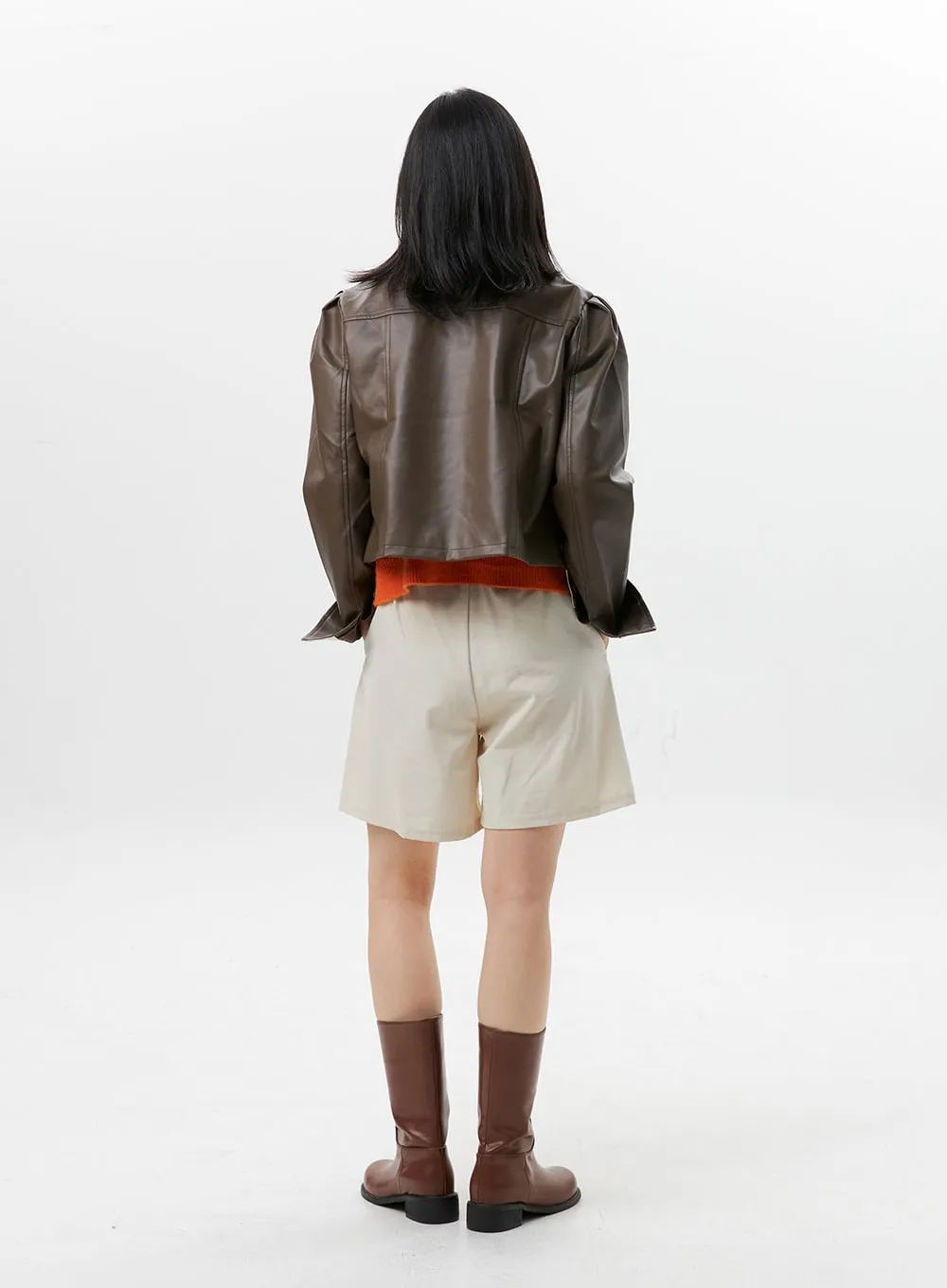 Faux Leather Color-Block Jacket OG318