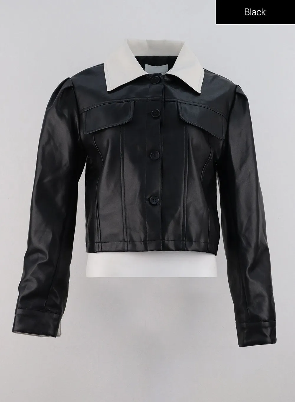 Faux Leather Color-Block Jacket OG318