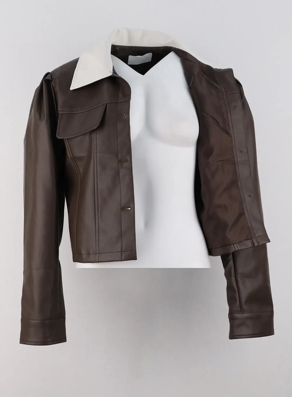 Faux Leather Color-Block Jacket OG318