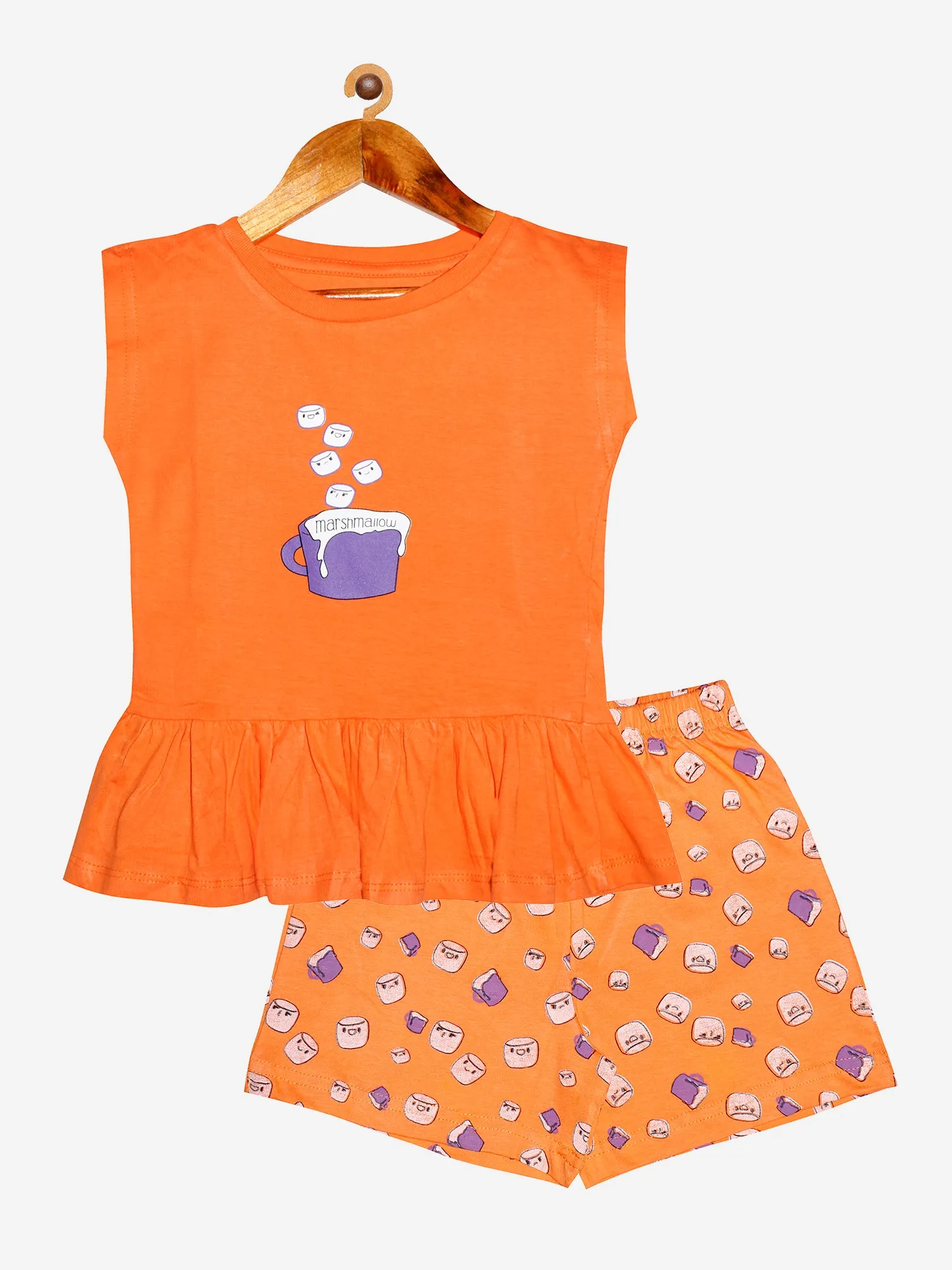 Girls Cotton Jersey T-shirt and Printed Shorts Set