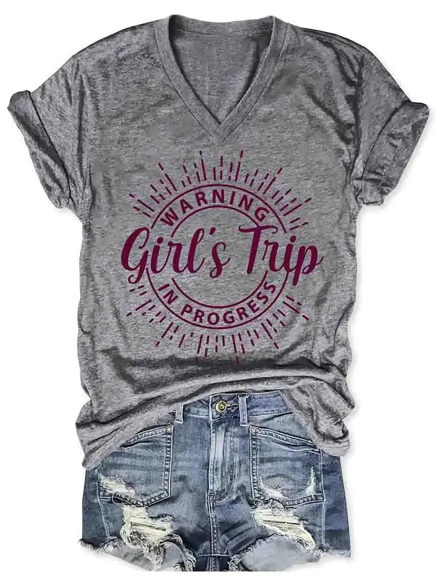 Girl's Trip Warning V-Neck Tee