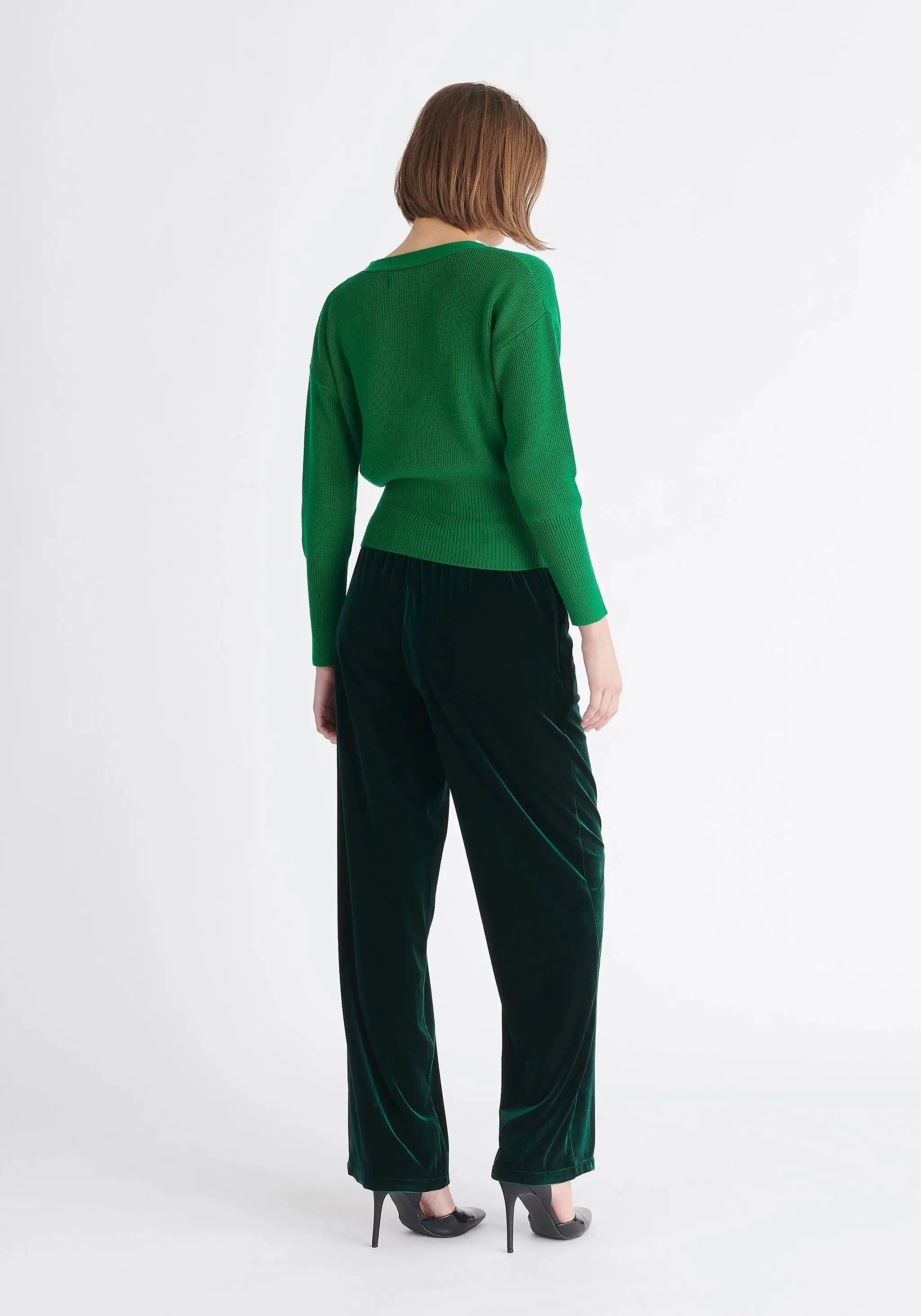 Green Button Knitted Wrap Top