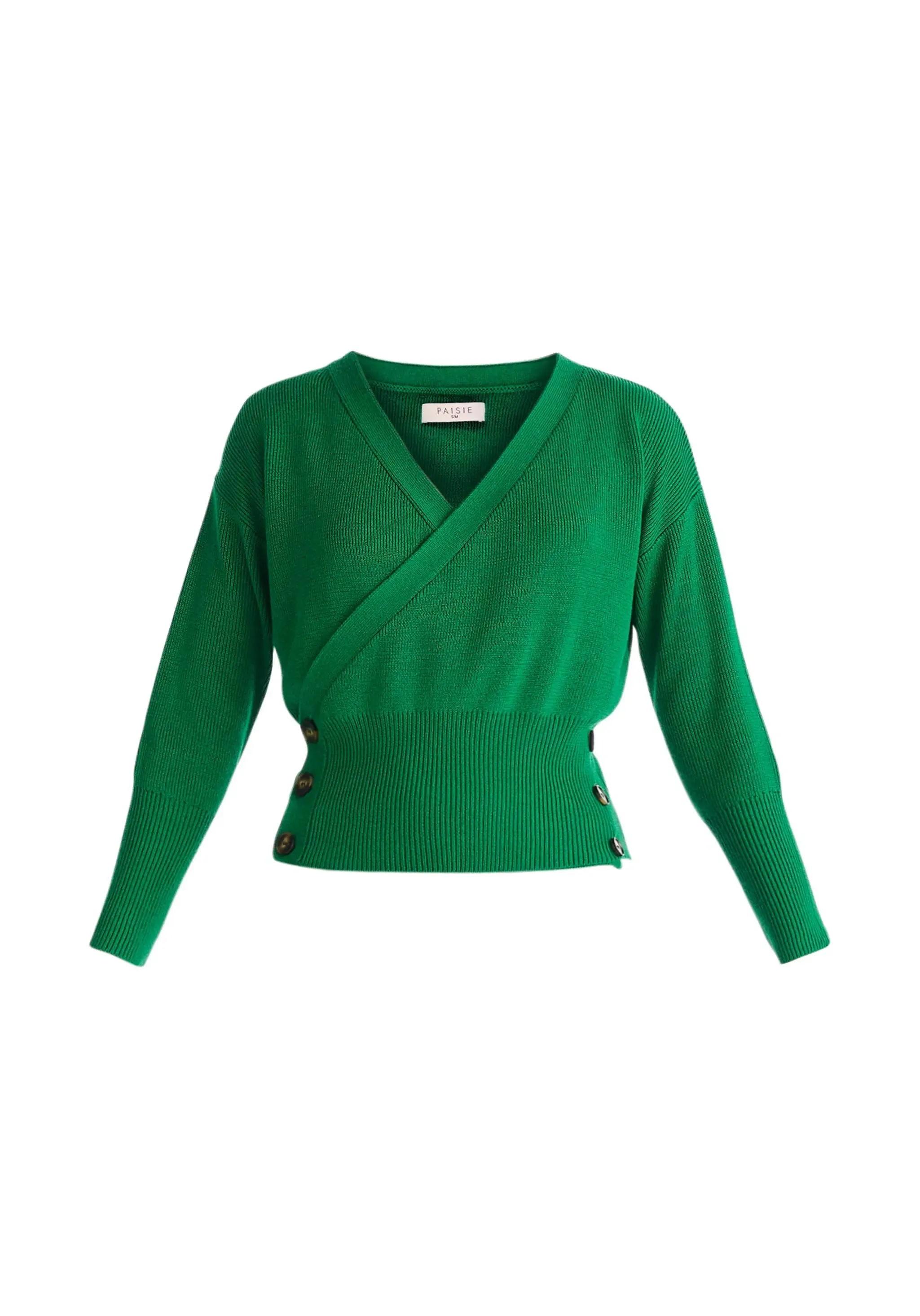 Green Button Knitted Wrap Top