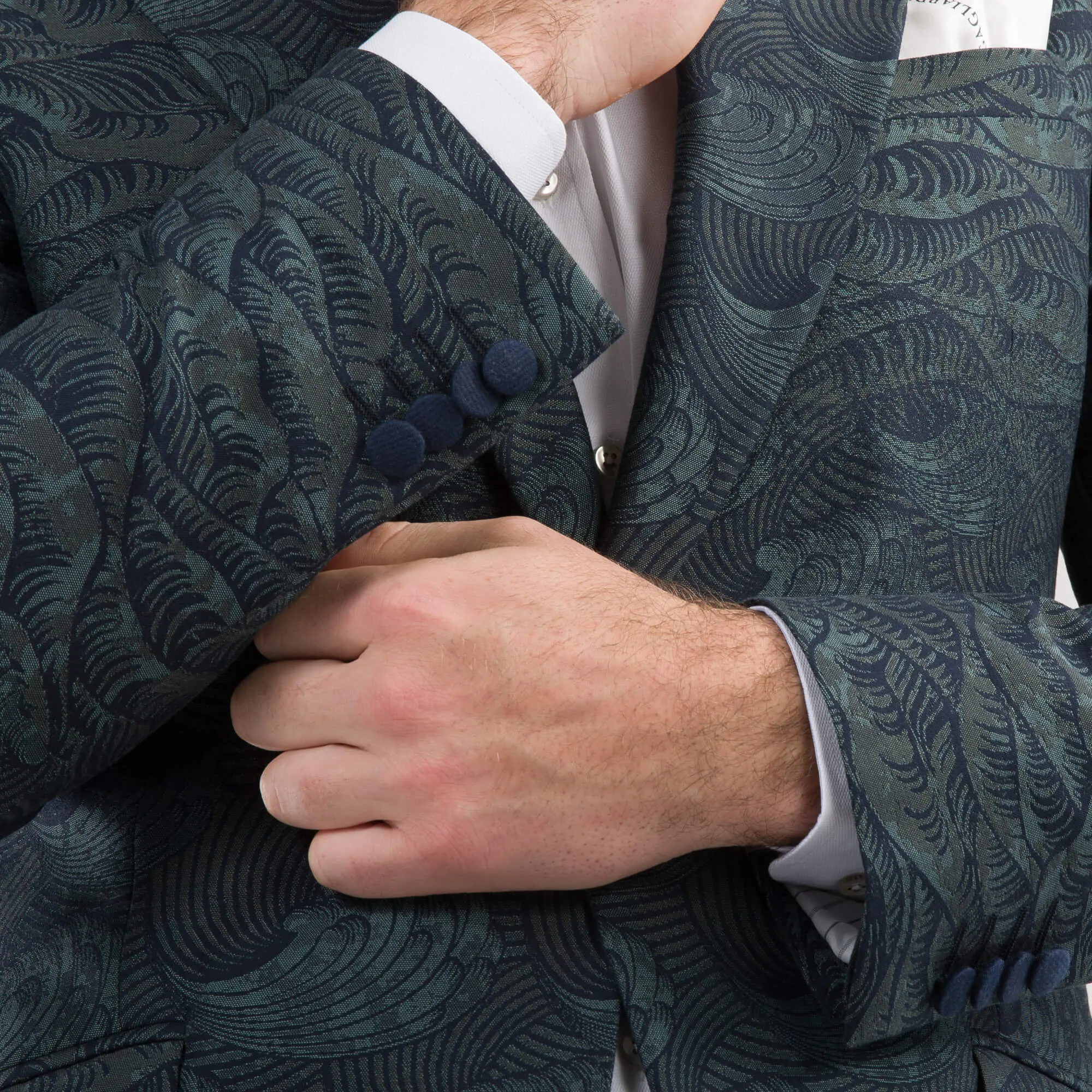 Green Waves Jacquard Evening Jacket