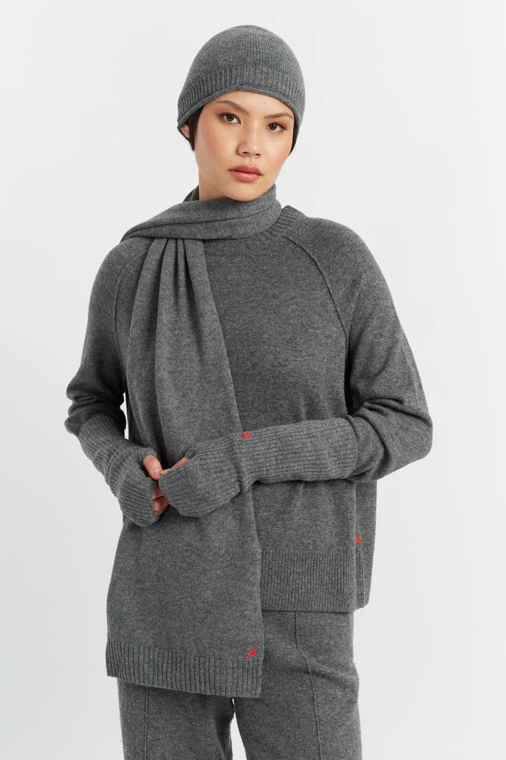 Grey Wool-Cashmere Scarf