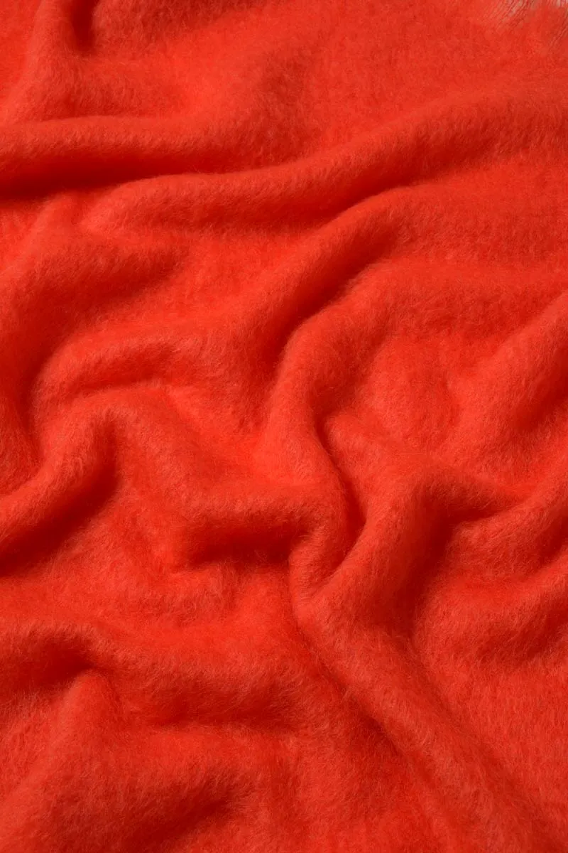 Hibiscus Orange Mohair Throw Blanket