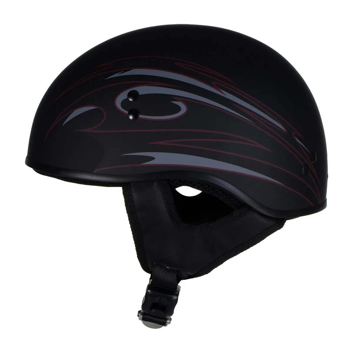 Hot Leathers Tribal Black Motorcycle Skull Cap Half Helmet for Men and Women DOT Approved HLT68