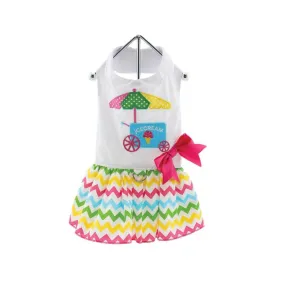 Ice Cream Cart Dog Dress with Matching Leash