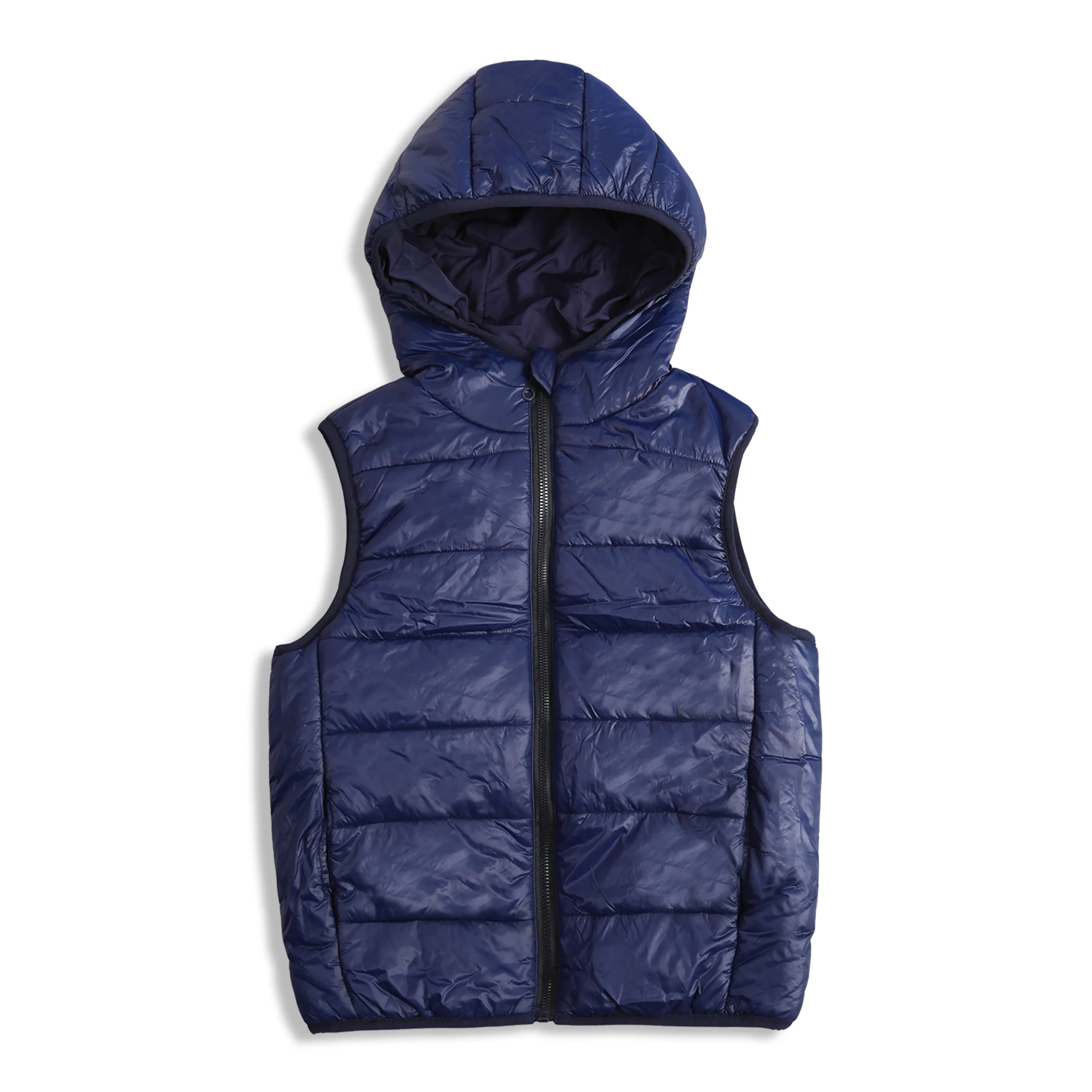 IKALI Boys Girls Lightweight Puffer Vest Kids Hooded Sleeveless Gilet Navy