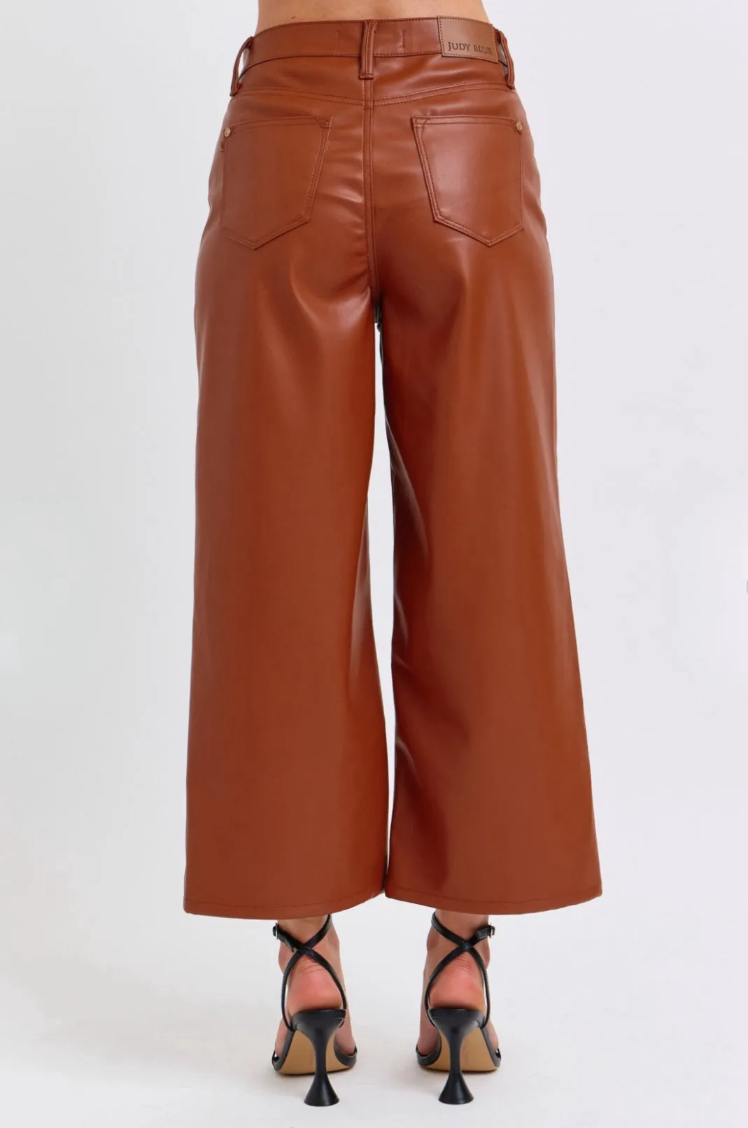 JUDY BLUE Cognac Tummy Control Faux Leather Pant